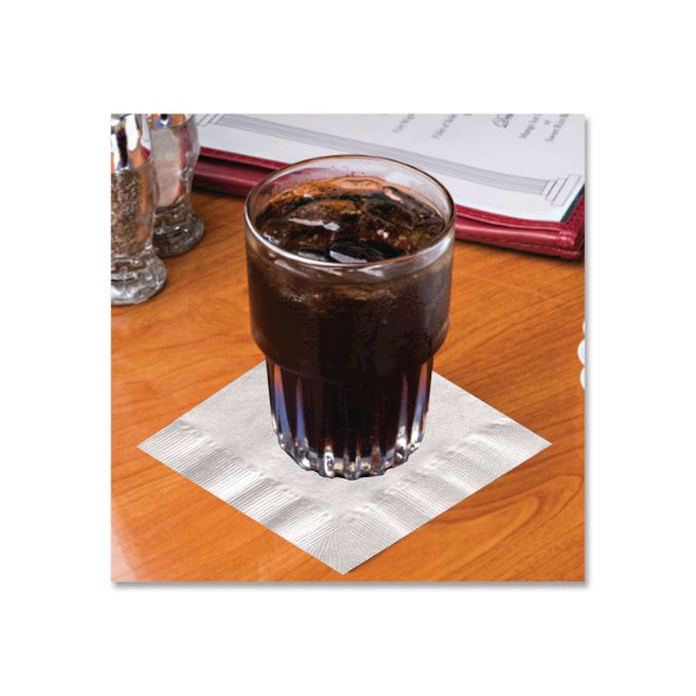 Embossed Beverage Napkins, 2-Ply, 9.5 x 9.5, White, 3,000/Carton. Picture 2