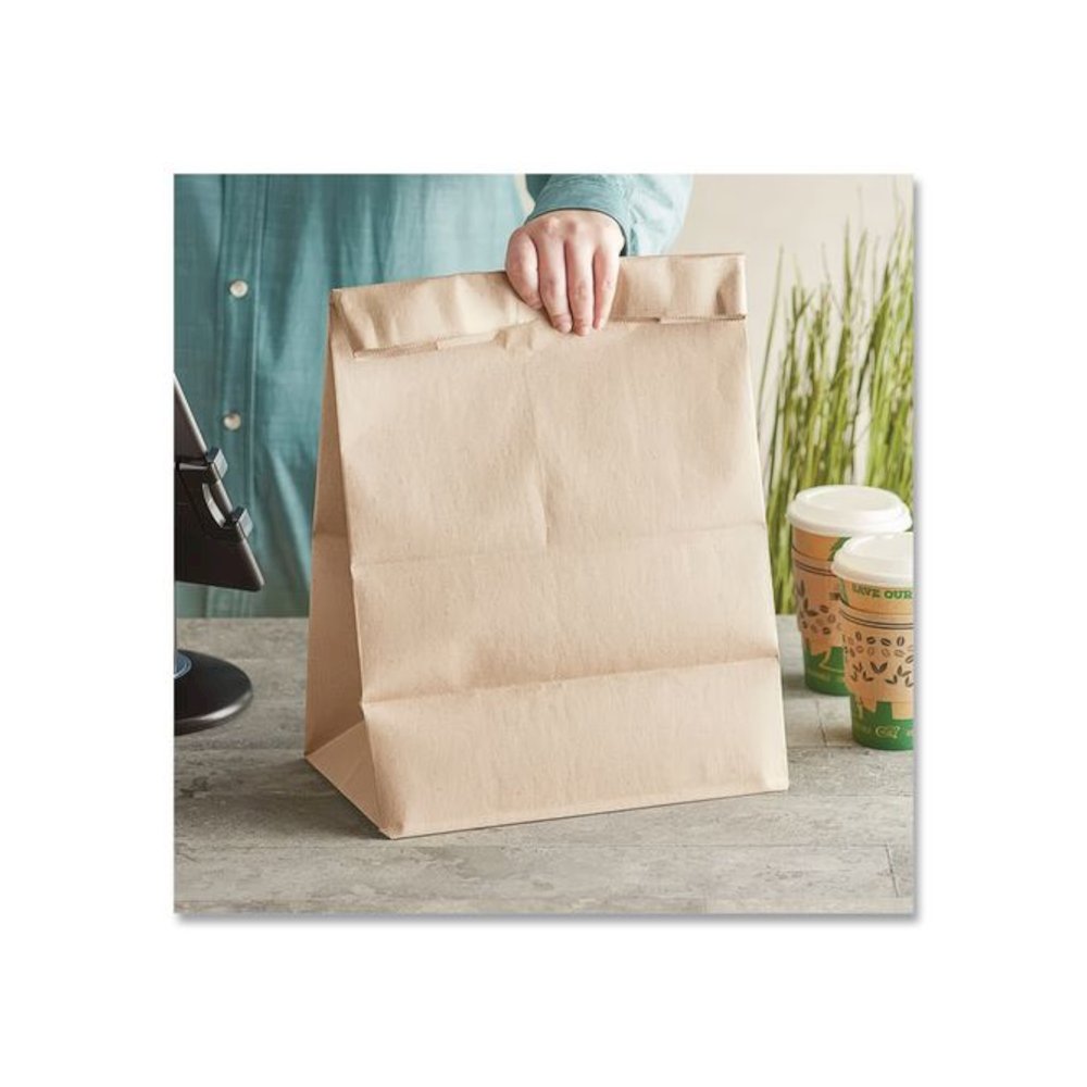 Grocery Paper Bags, 1/6 BBL Size, 40# Basis Weight, 12" x 7" x 17", Kraft, 400/Bundle. Picture 3