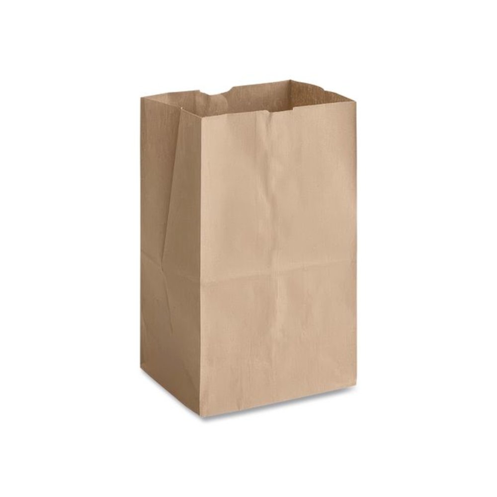 Grocery Paper Bags, 20# Squat Size, Heavy-Duty, 50# Basis Weight, 8.13" x 5.88" x 12.5", Kraft, 500/Bundle. Picture 2