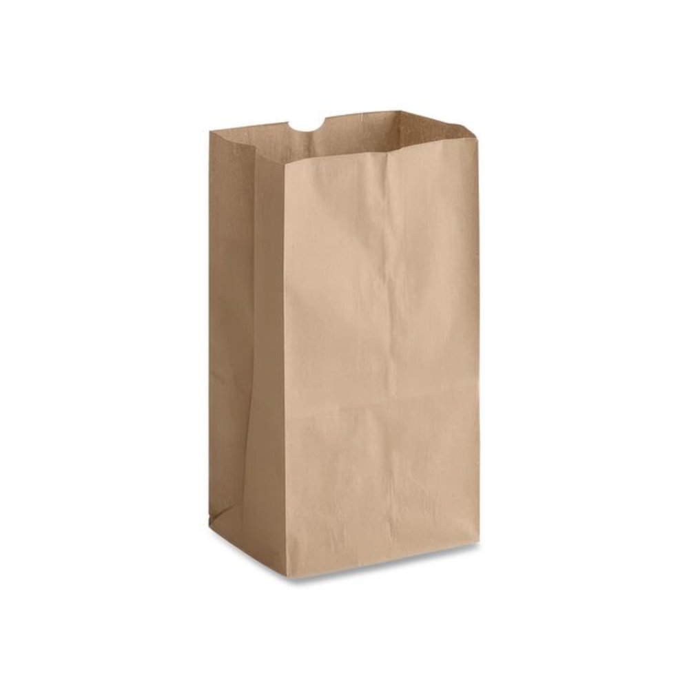 Grocery Paper Bags, 25# Squat Size, 40# Basis Weight, 8.25" x 5.25" x 16.13", Kraft, 500/Bundle. Picture 2