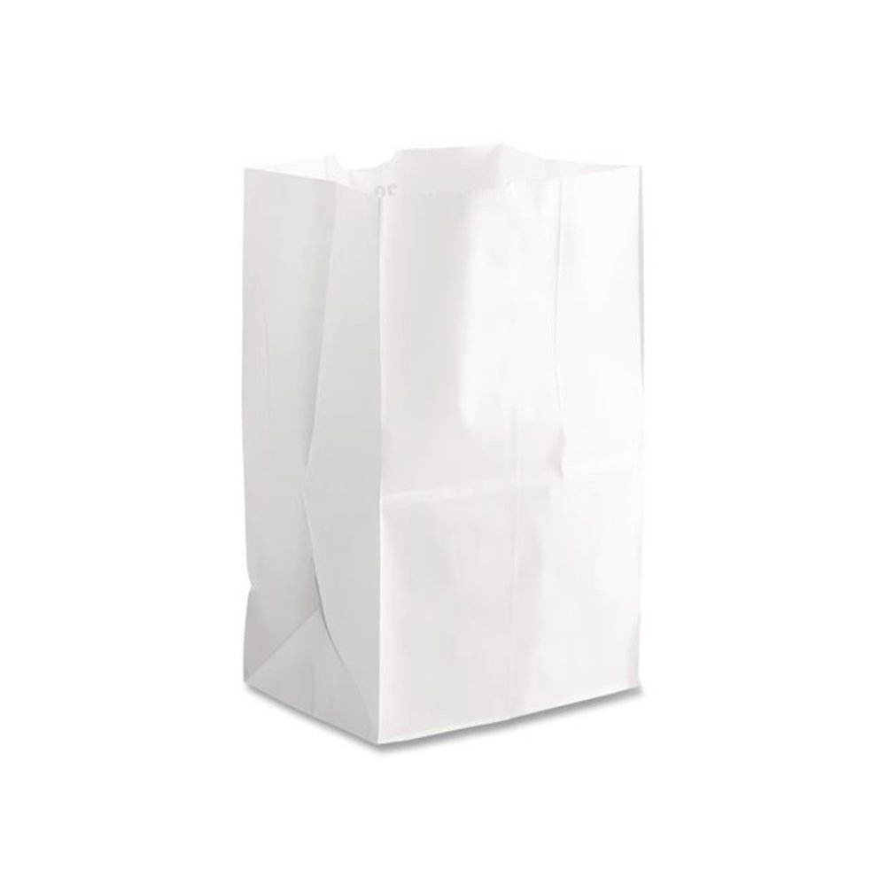 Grocery Paper Bags, 20# Squat Size, 40# Basis Weight, 8.13" x 5.88" x 12.5", White, 500/Bundle. Picture 2