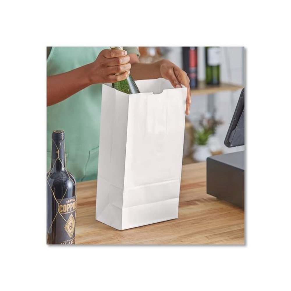 Grocery Paper Bags, 12# Size, 40# Basis Weight, 7" x 4.38" x 13.75", White, 500/Bundle. Picture 4