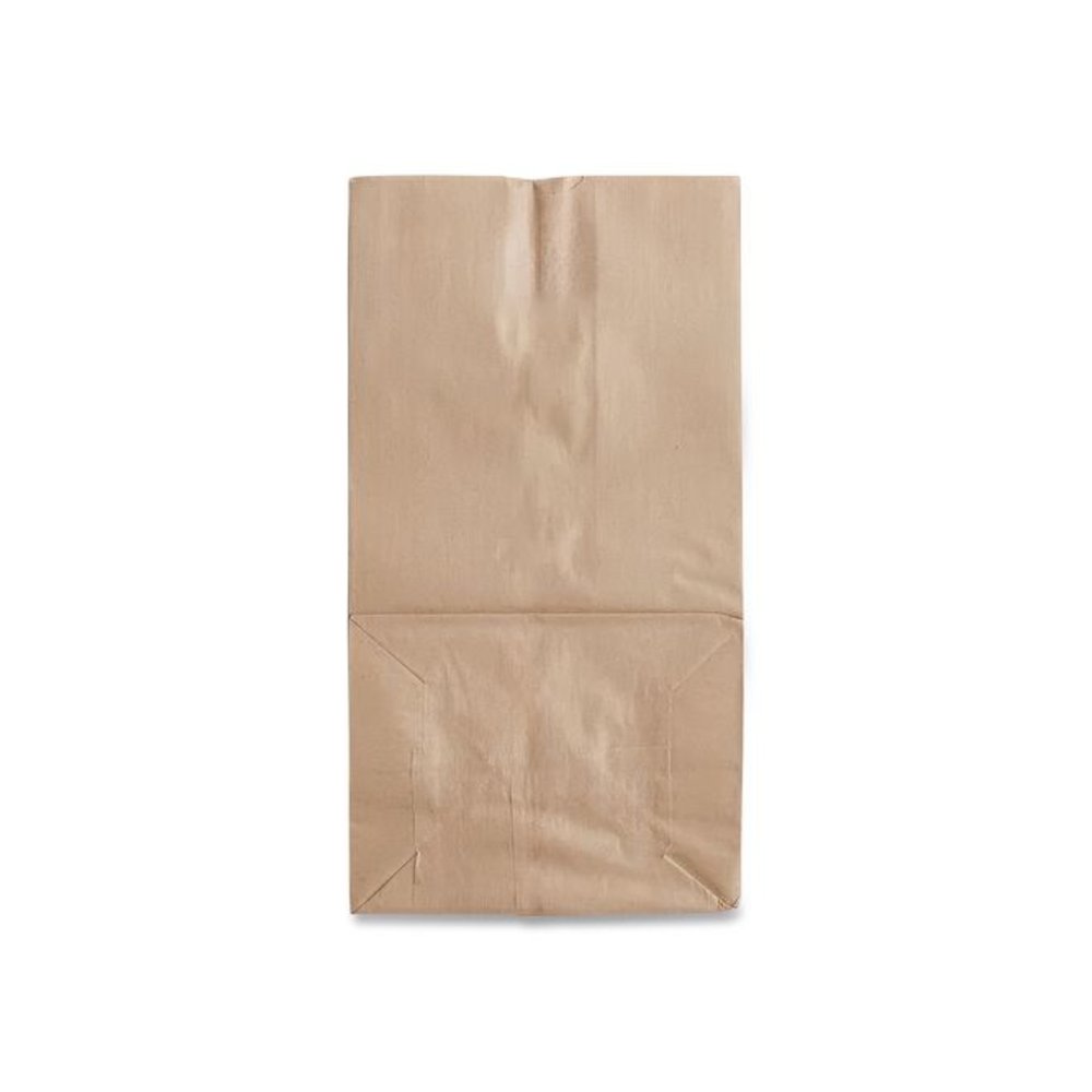 Grocery Paper Bags, 20# Squat Size, Extra-Heavy-Duty, 60# Basis Weight, 8.13" x 5.88" x 12.5", Kraft, 500/Bundle. Picture 4