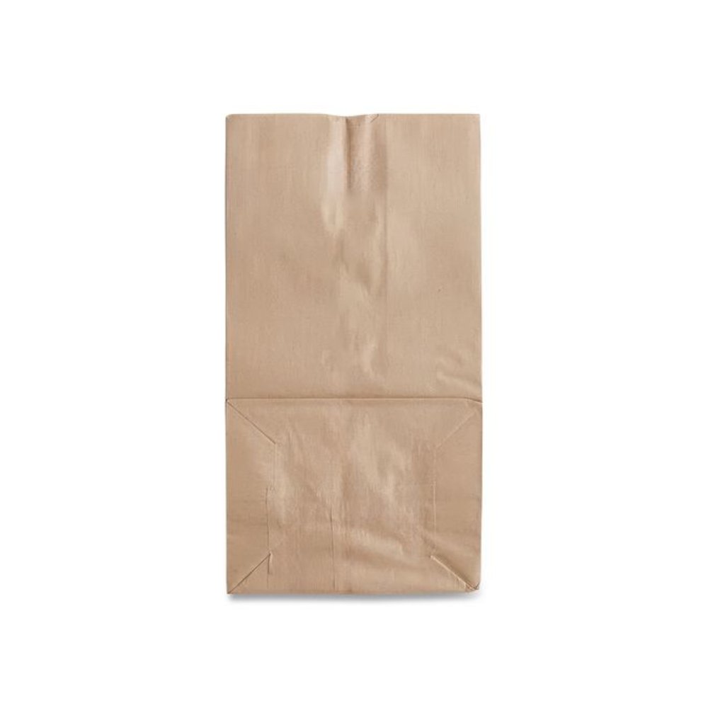 Grocery Paper Bags, 25# Squat Size, Extra-Heavy-Duty, 60# Basis Weight, 8.25" x 5.25" x 16.13", Kraft, 500/Bundle. Picture 4