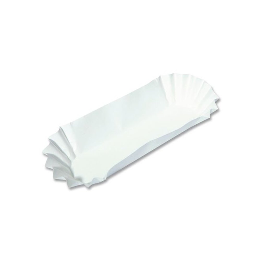 Fluted Hot Dog Trays, 6 x 2 x 2, White, Paper, 500/Sleeve, 6 Sleeves/Carton. Picture 3