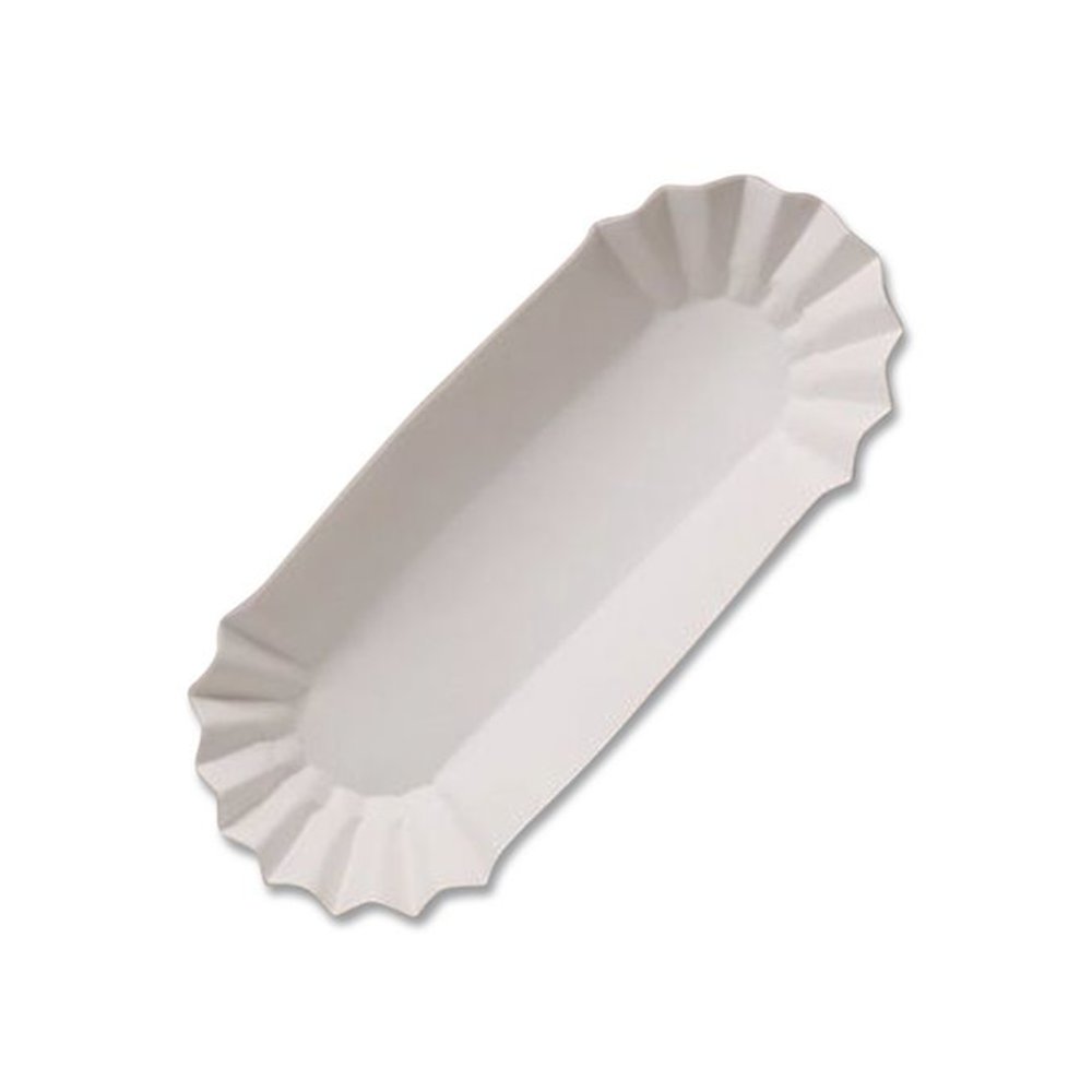 Fluted Hot Dog Trays, 6 x 2 x 2, White, Paper, 500/Sleeve, 6 Sleeves/Carton. Picture 4