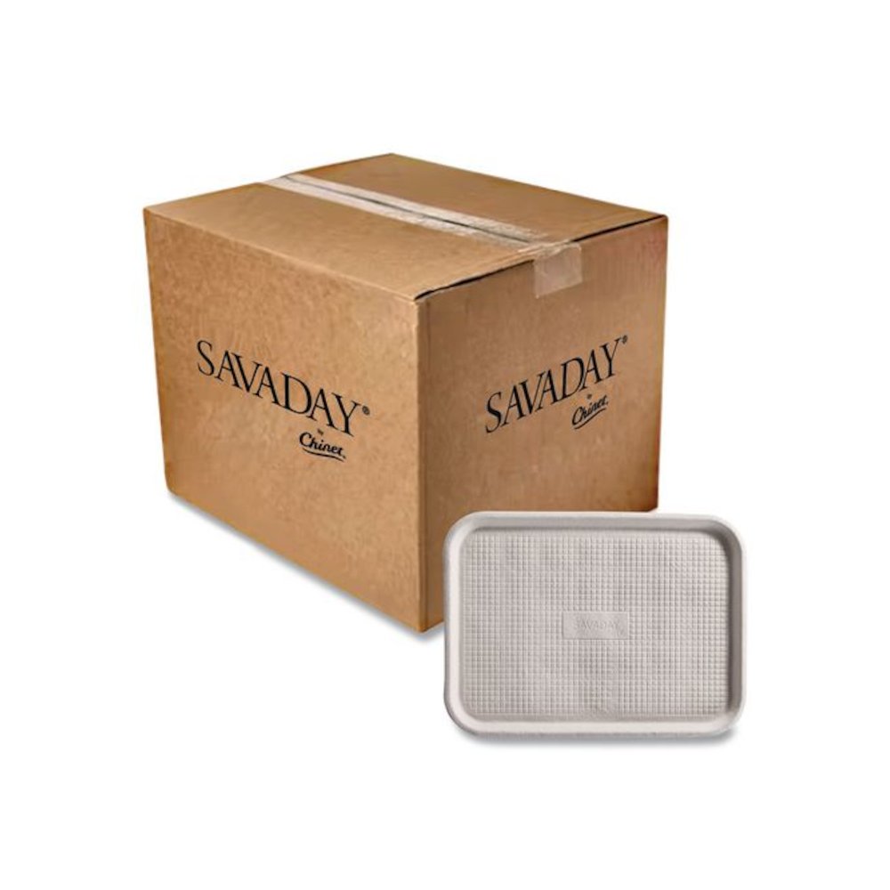 Savaday Molded Fiber Food Trays, 14 x 18, White, Paper, 100/Carton. Picture 1