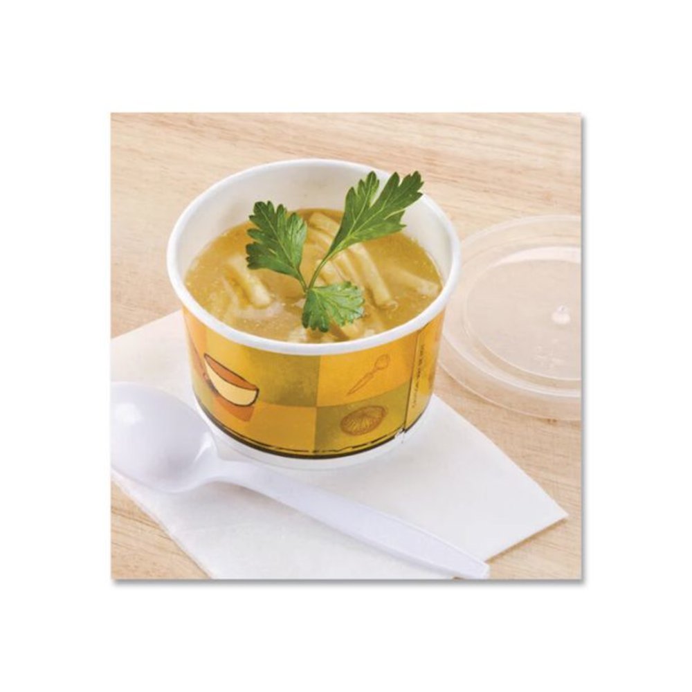 Streetside Paper Food Container with Plastic Lid, Streetside Design, 8 oz to 10 oz, 250/Carton. Picture 2