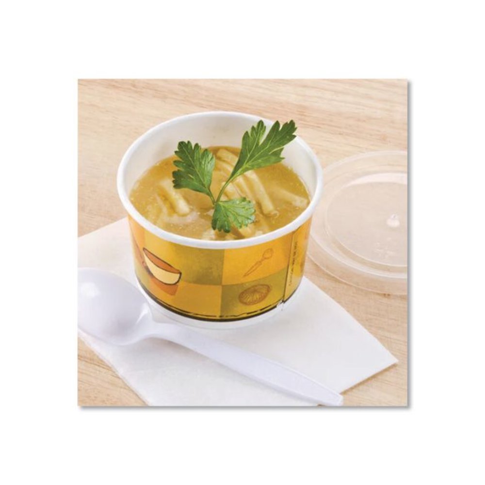 Streetside Squat Paper Food Container with Lid, Streetside Design, 12 oz, 250/Carton. Picture 2
