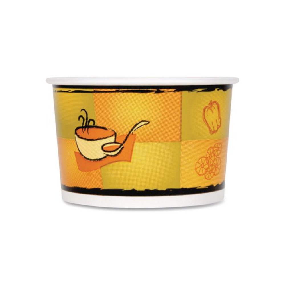Streetside Squat Paper Food Container with Lid, Streetside Design, 12 oz, 250/Carton. Picture 3