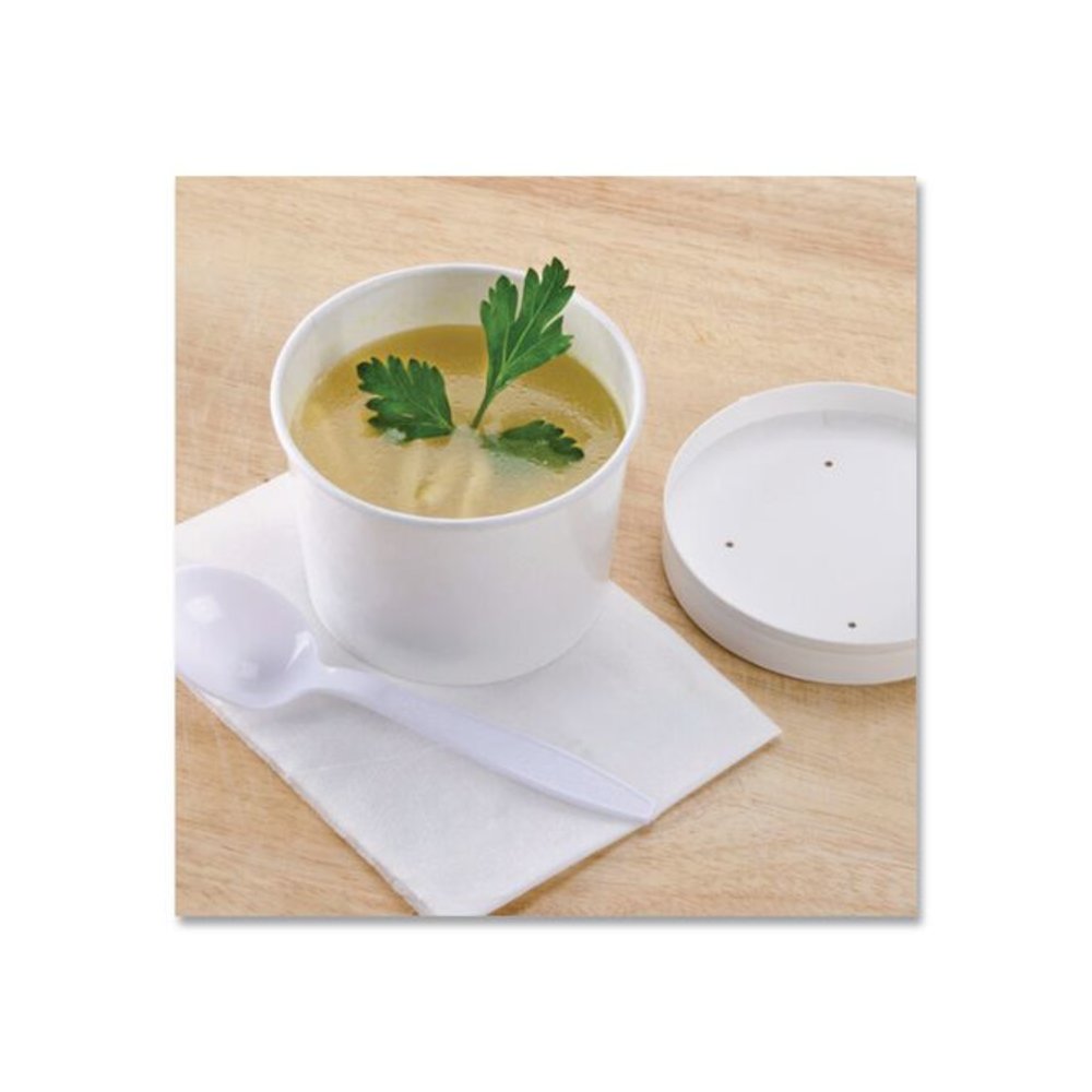 Squat Paper Food Container, 8 oz to 10 oz, White, 50/Pack, 20/Carton. Picture 2