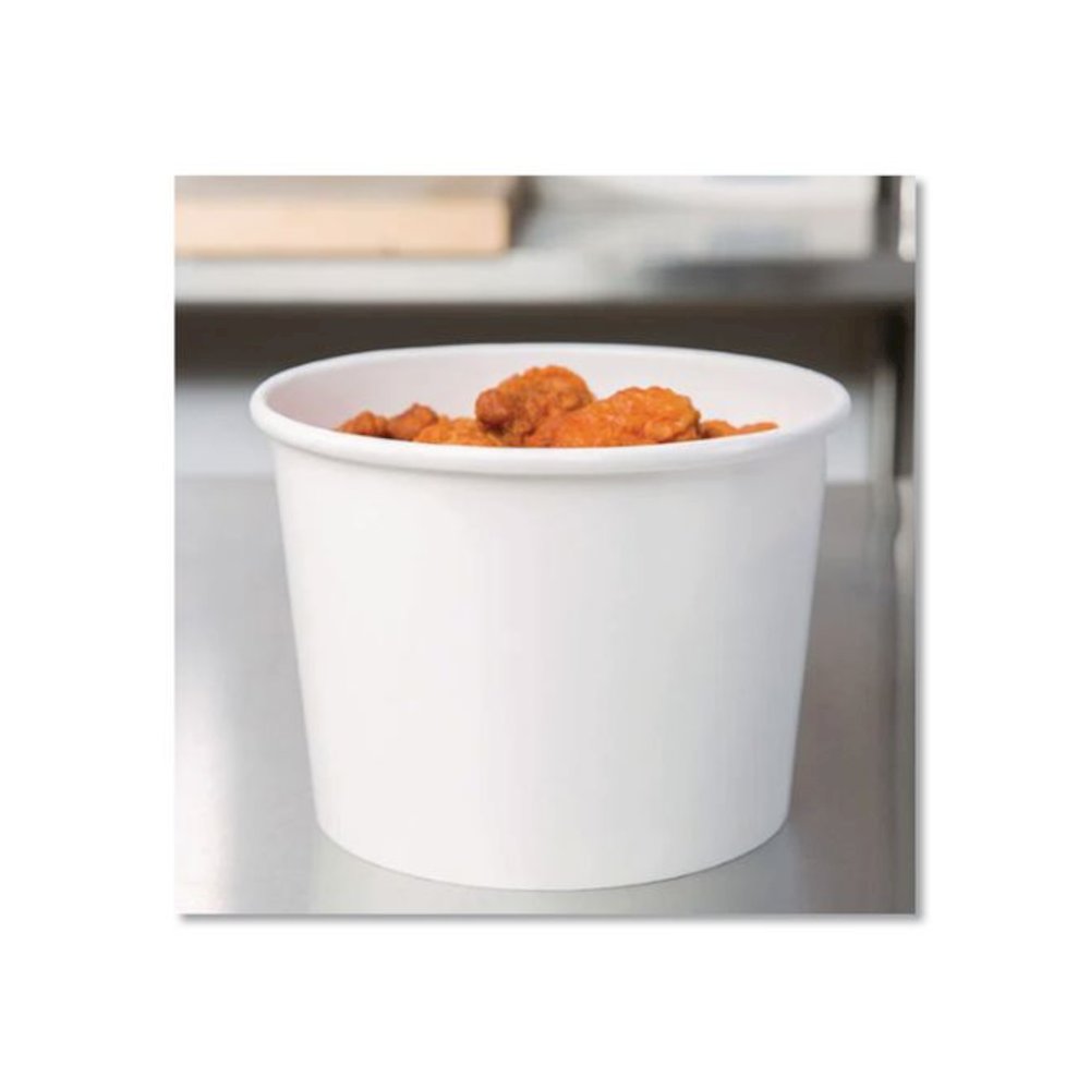 Squat Paper Food Container, 8 oz to 10 oz, White, 50/Pack, 20/Carton. Picture 3