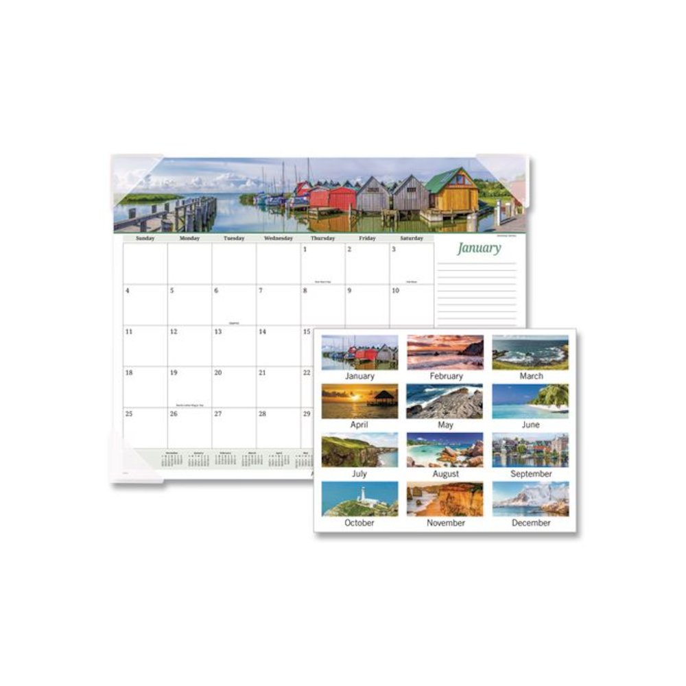 Seascape Panoramic Desk Pad, Seascape Panoramic Photography, 22 x 17, White Sheets, Clear Corners, 12-Month (Jan-Dec): 2026. Picture 2