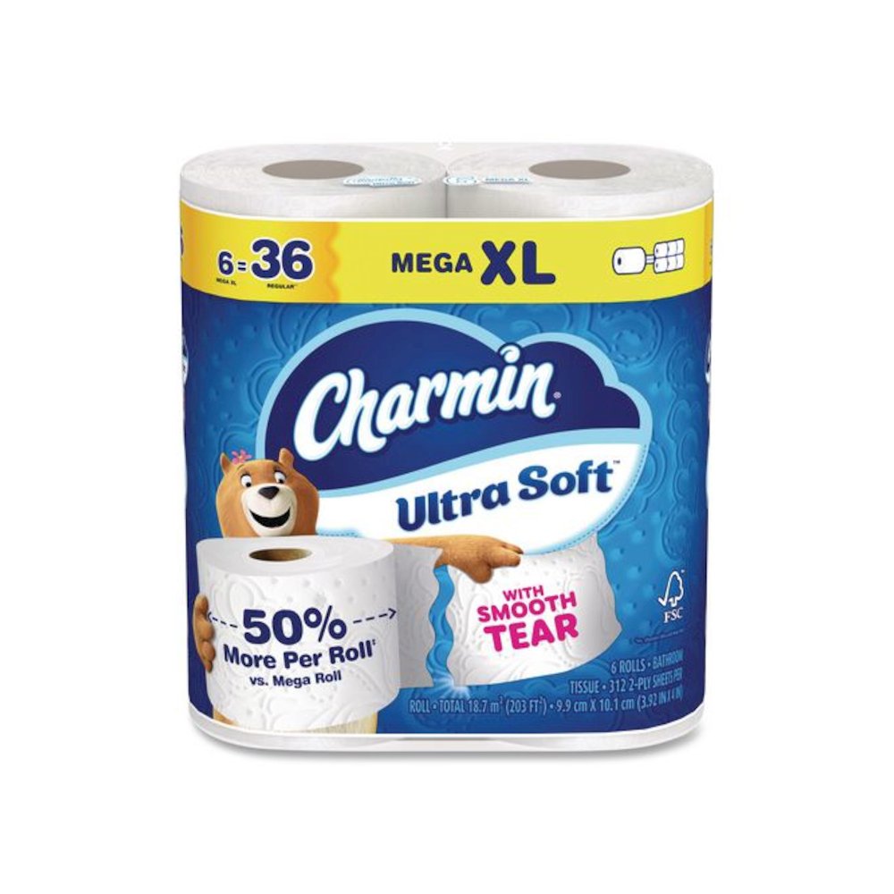 Ultra Soft Bathroom Tissue, Septic Safe, 2-Ply, White, 312 Sheets/Roll, 18 Rolls/Carton. Picture 1