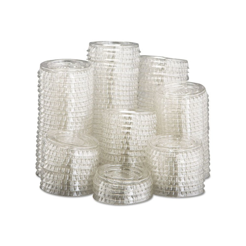 Portion/Souffle Cup Lids, Fits 0.5 oz to 1 oz Portion Cups, Plastic, Clear, 125/Pack, 20 Packs/Carton. Picture 4