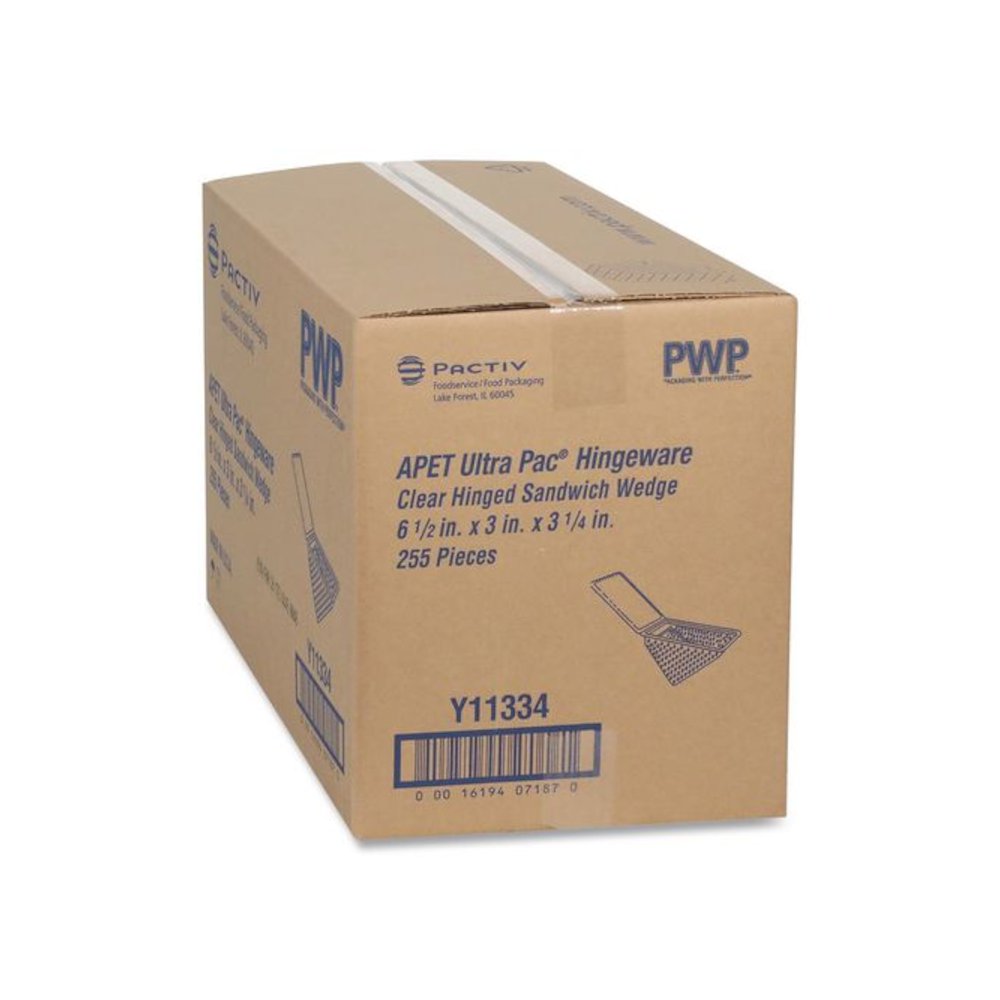 Plastic Hinged Lid Sandwich Container, 3.25 x 6.5 x 3, Clear, 85/Pack, 3 Packs/Carton. Picture 2