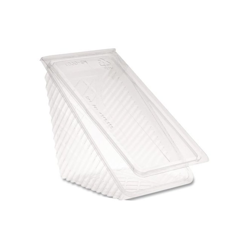 Plastic Hinged Lid Sandwich Container, 3.25 x 6.5 x 3, Clear, 85/Pack, 3 Packs/Carton. Picture 1