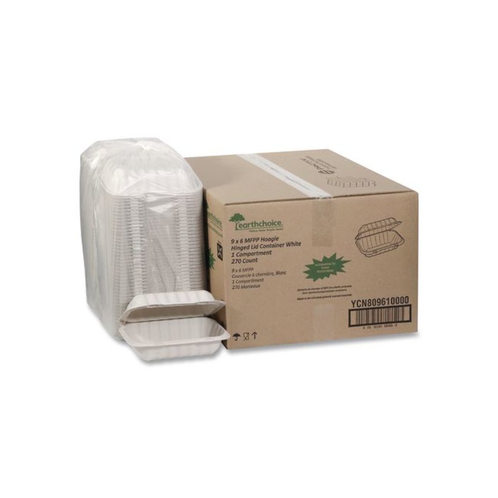 EarthChoice SmartLock Microwavable MFPP Hinged Lid Container, 9 x 6 x 3, White, Plastic, 270/Carton. Picture 5