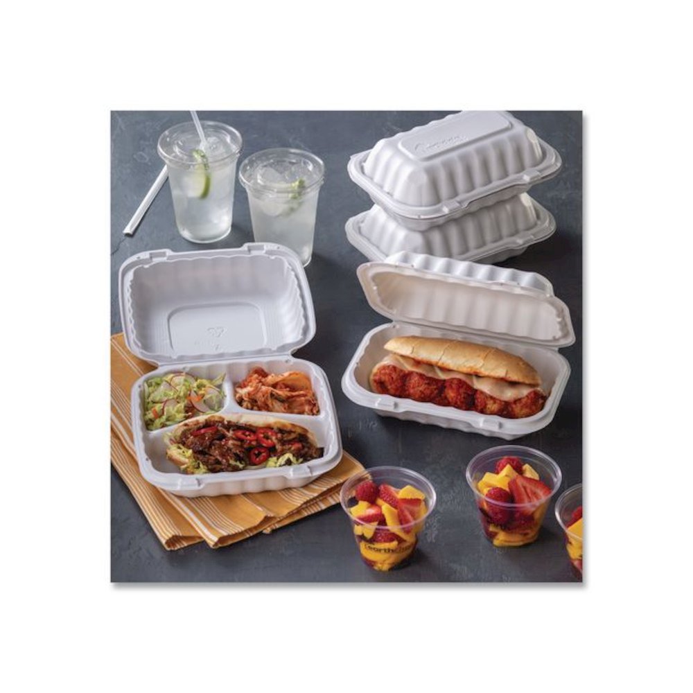 EarthChoice SmartLock Microwavable MFPP Hinged Lid Container, 9 x 6 x 3, White, Plastic, 270/Carton. Picture 6