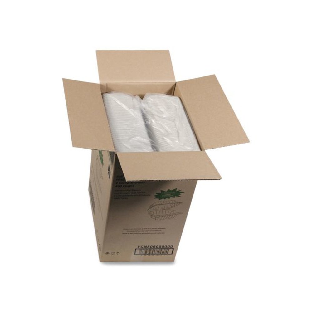 EarthChoice SmartLock Microwavable MFPP Hinged Lid Container, 6 x 6 x 3.1, White, Plastic, 400/Carton. Picture 4