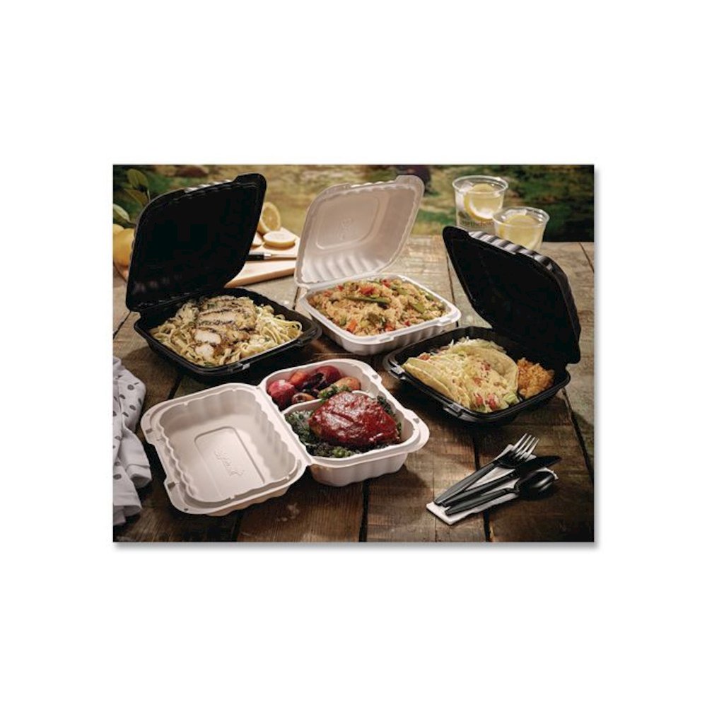EarthChoice SmartLock Microwavable MFPP Hinged Lid Container, 6 x 6 x 3.1, White, Plastic, 400/Carton. Picture 7