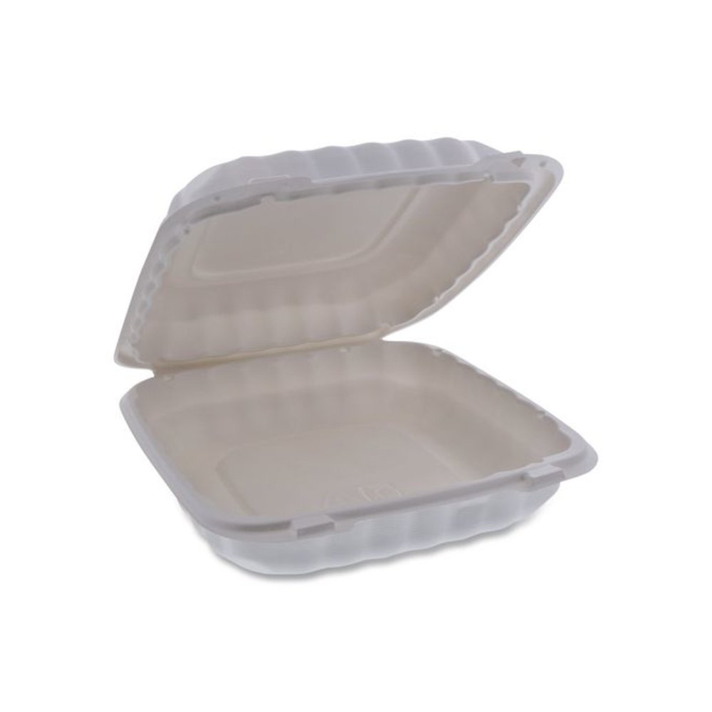 EarthChoice SmartLock Microwavable MFPP Hinged Lid Container, 9 x 9 x 3.1, White, Plastic, 120/Carton. Picture 1
