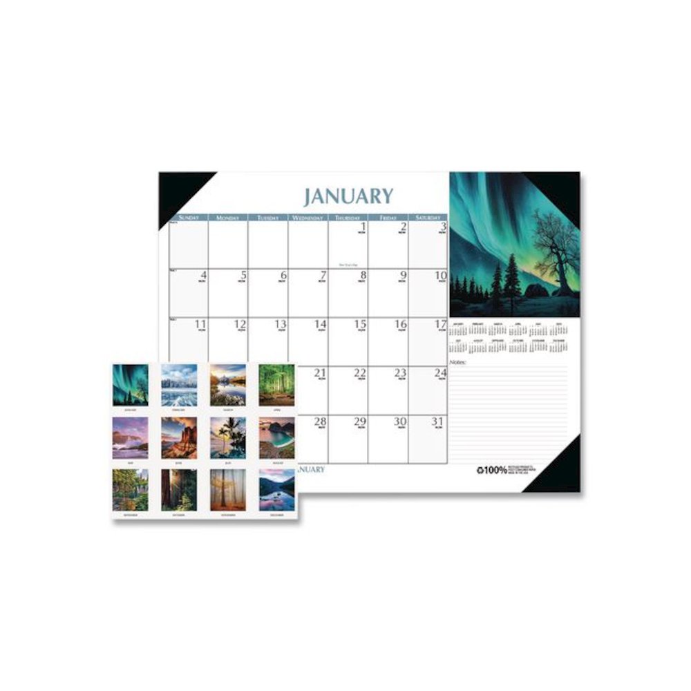 Earthscapes Scenic Desk Pad Calendar, Scenic Photos, 18.5 x 13, White Sheets, Black Binding/Corners,12-Month (Jan-Dec): 2026. Picture 1