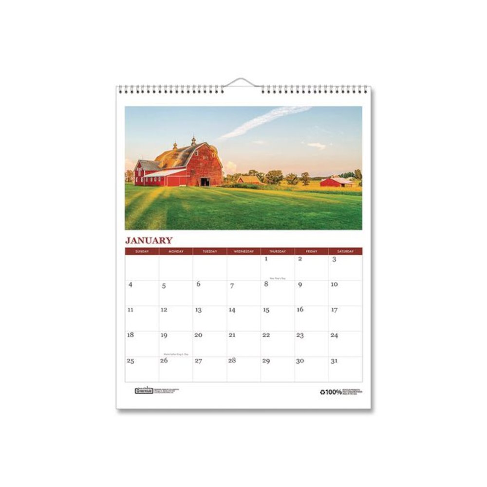 100% Recycled Farm Life Wall Calendar, 11 x 14, White/Multicolor Sheets, 12-Month (Jan-Dec): 2026. Picture 2