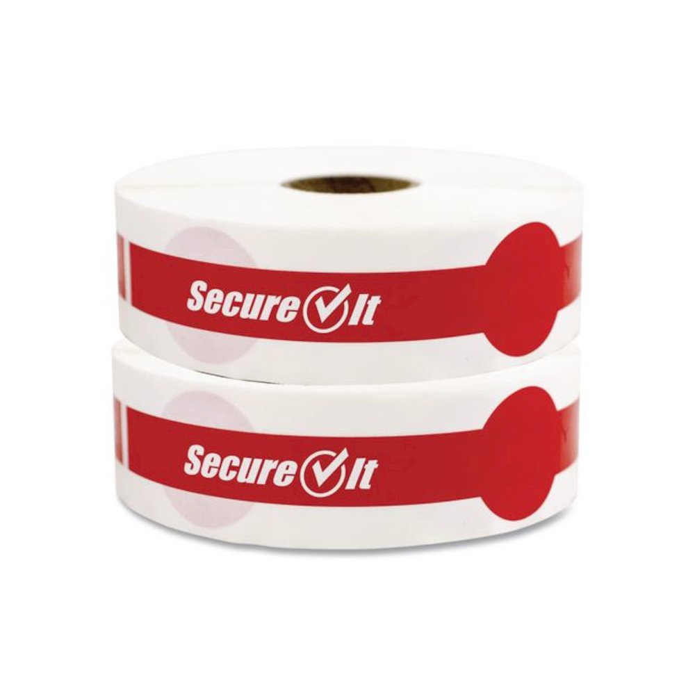 SecureIT Tamper Evident Food Container Seals, 1 x 7, Red, Paper, 250/Roll, 2 Rolls/Pack. Picture 1