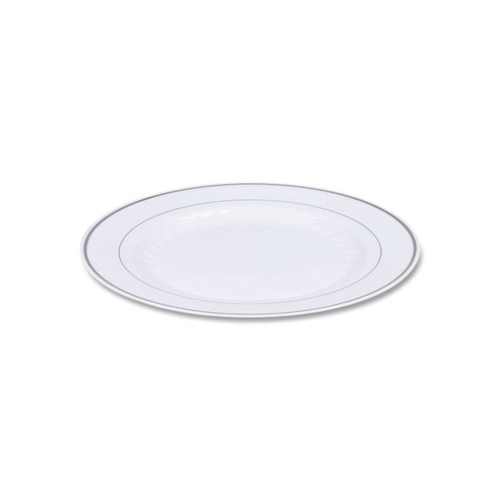 Masterpiece Plastic Plates, 10.25" dia, White/Silver, 10/Pack, 12 Packs/Carton. Picture 2