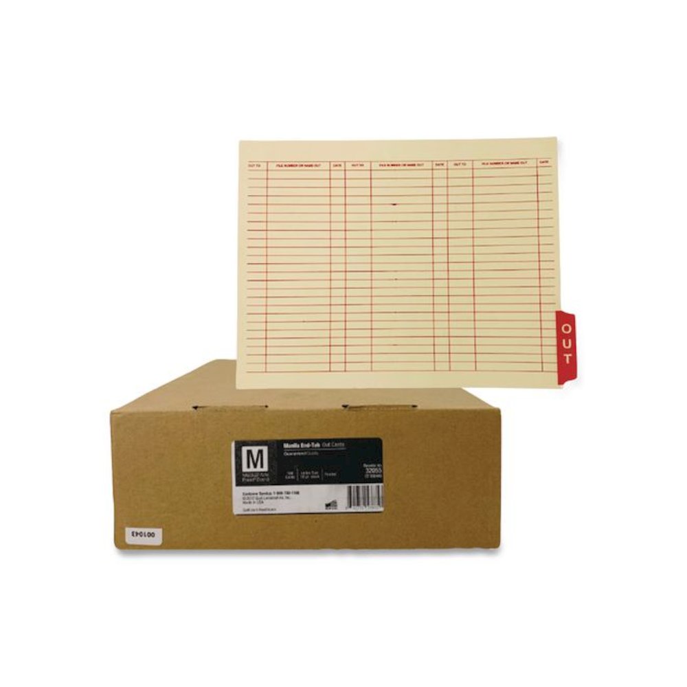 End Tab Out Cards, 12.25 x 9.5, Manila/Red, 100/Box. Picture 1