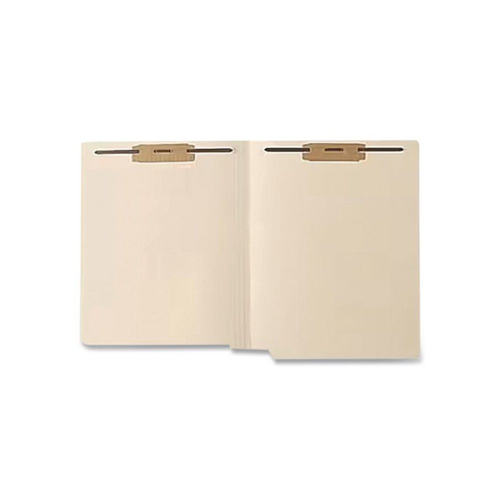 Heavy-Duty Poly-Reinforced End Tab Fastener Folders, Straight Tab, Expands 1", 2 Fasteners, Letter Size, Manila, 50/Box. Picture 2