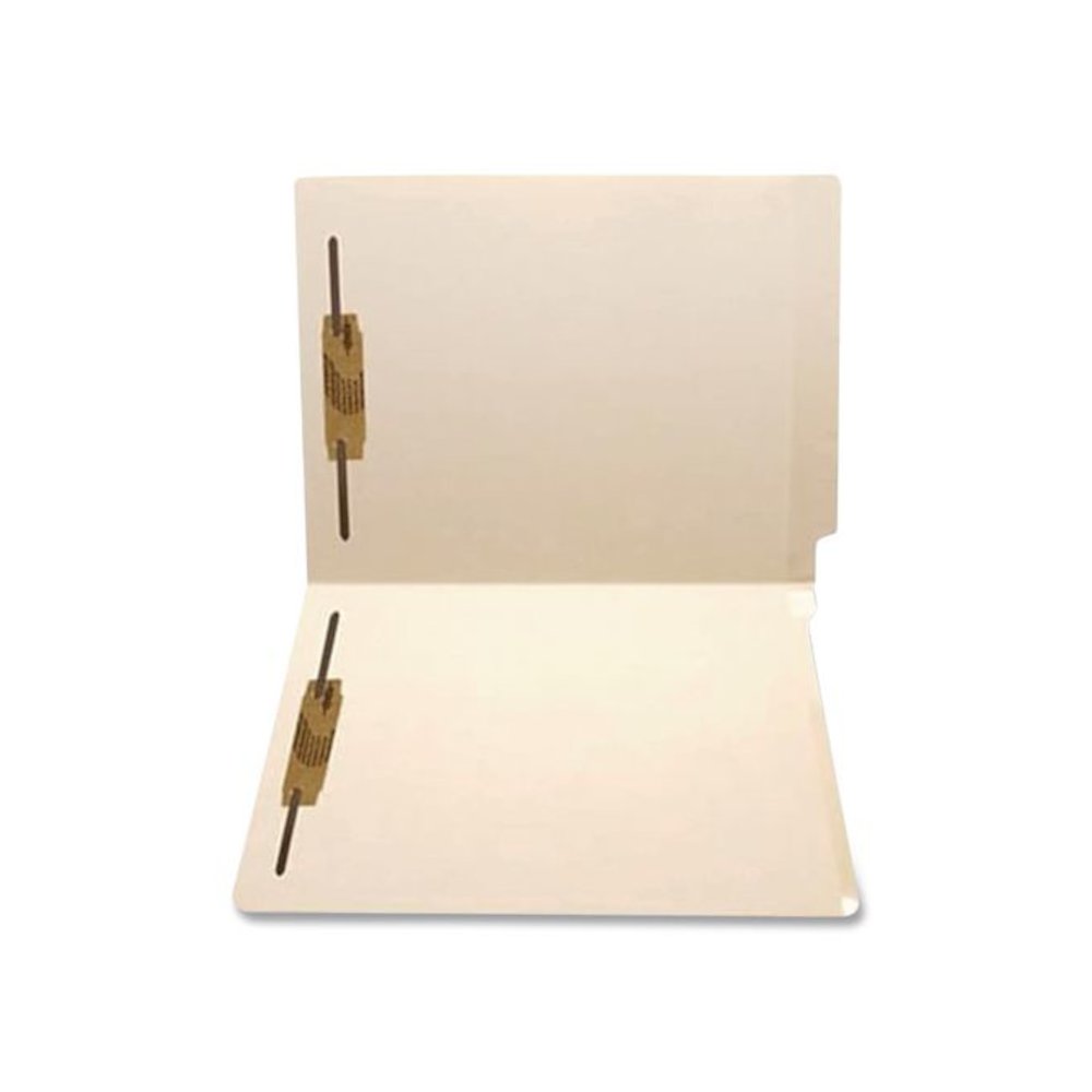 Heavy-Duty Poly-Reinforced End Tab Fastener Folders, Straight Tab, Expands 1", 2 Fasteners, Letter Size, Manila, 50/Box. Picture 3
