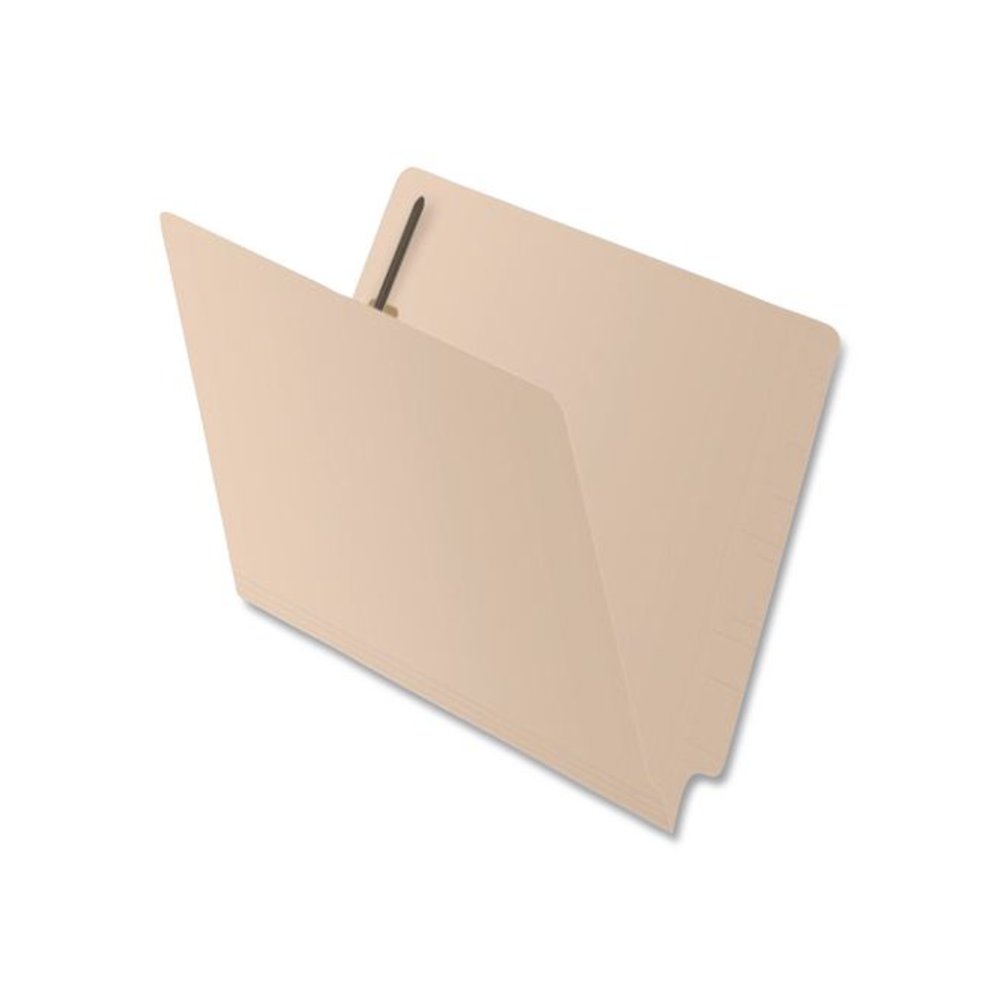Heavy-Duty Slash Pocket End Tab Fastener Folders, Straight Tab, 1 Fastener, Letter Size, Manila, 50/Box. Picture 4