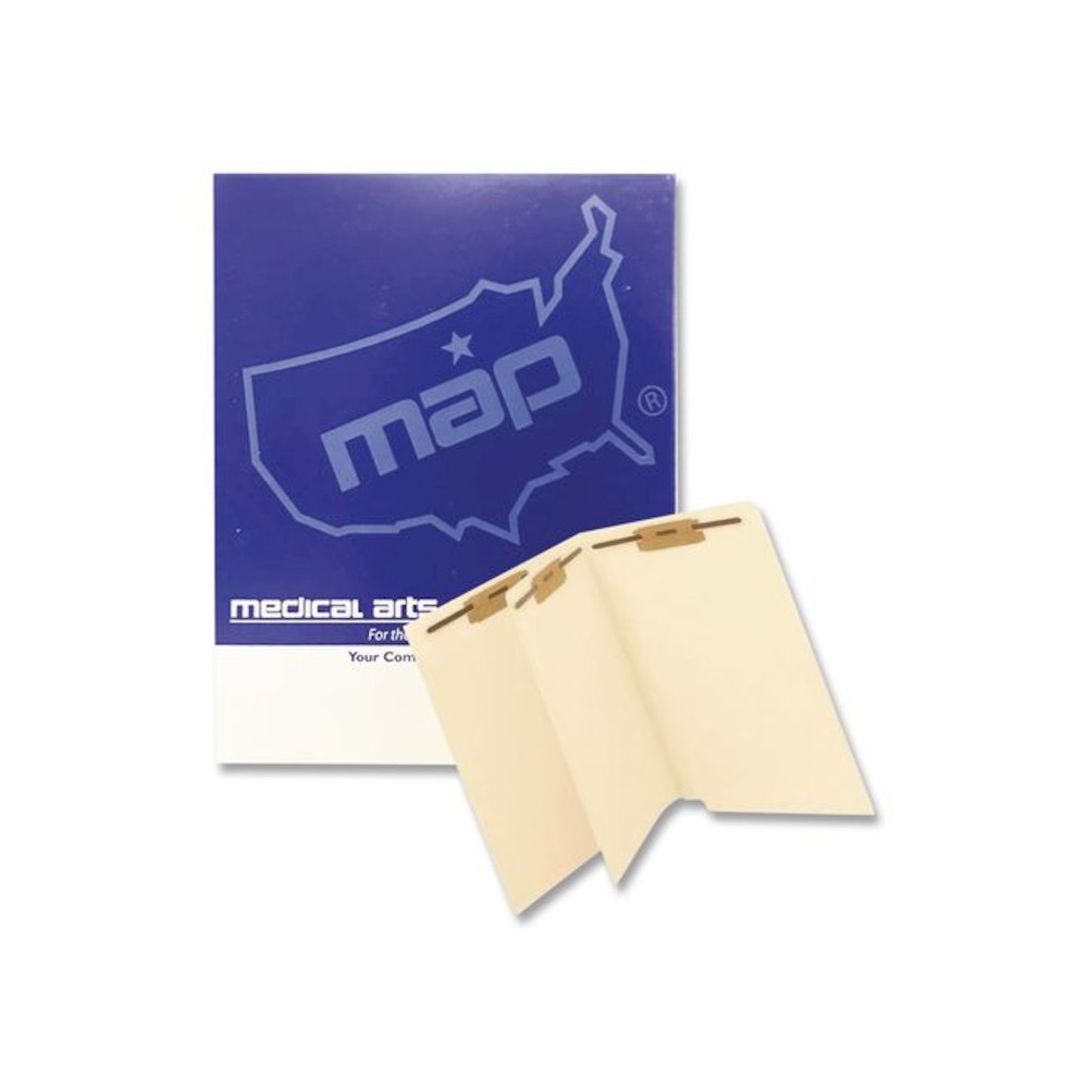 End Tab Classification Folders, Straight Tab, Expands 0.75", 1 Divider, 4 Fasteners, Letter Size, Manila, 200/Box. Picture 1