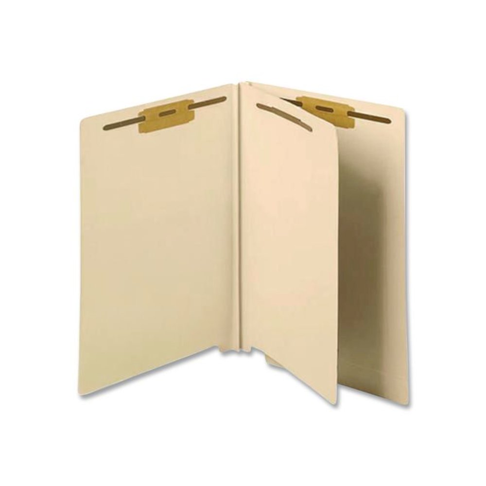 End Tab Classification Folders, Straight Tab, Expands 0.75", 1 Divider, 4 Fasteners, Letter Size, Manila, 200/Box. Picture 4
