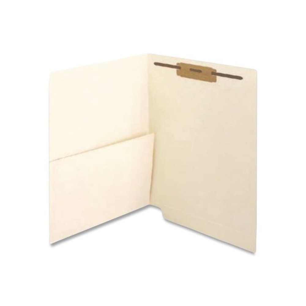Slash Pocket End Tab Fastener Folders, Straight Tab, Expands 0.75", 1 Fastener, Letter Size, Manila, 250/Box. Picture 2