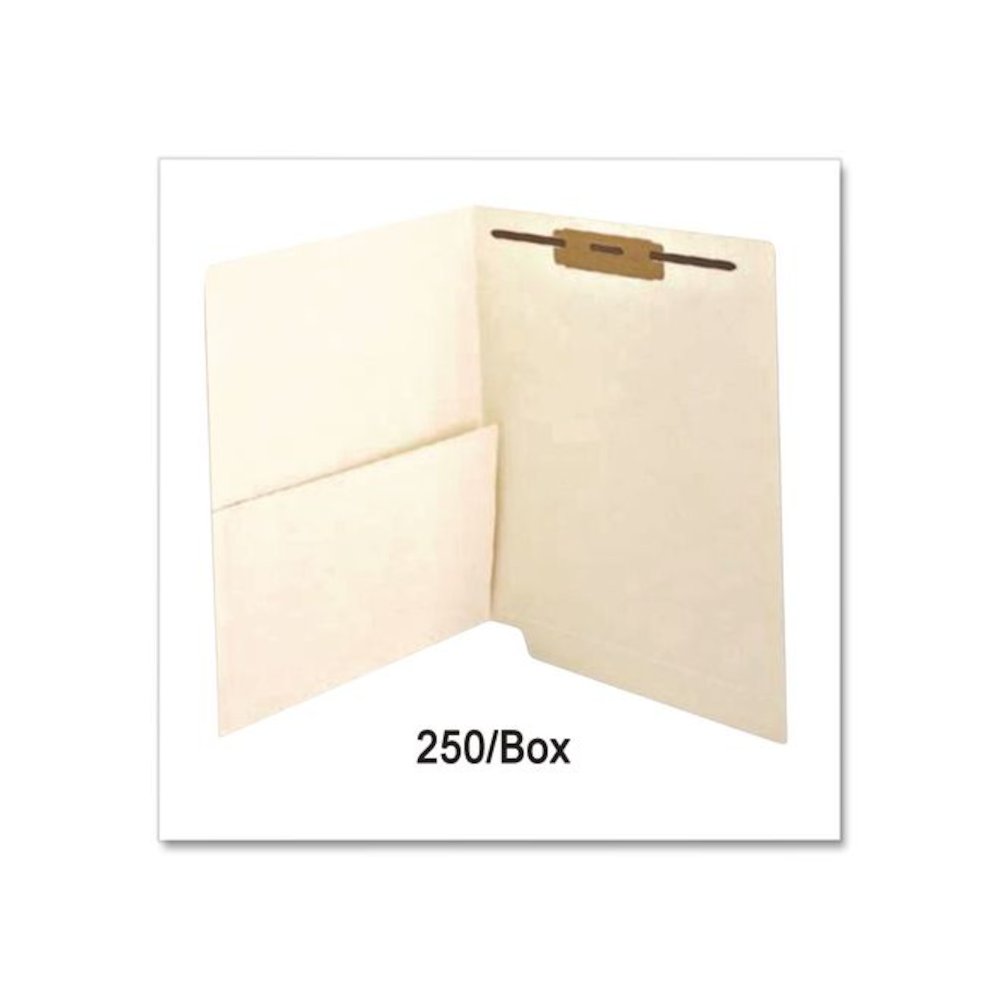 Slash Pocket End Tab Fastener Folders, Straight Tab, Expands 0.75", 1 Fastener, Letter Size, Manila, 250/Box. Picture 3
