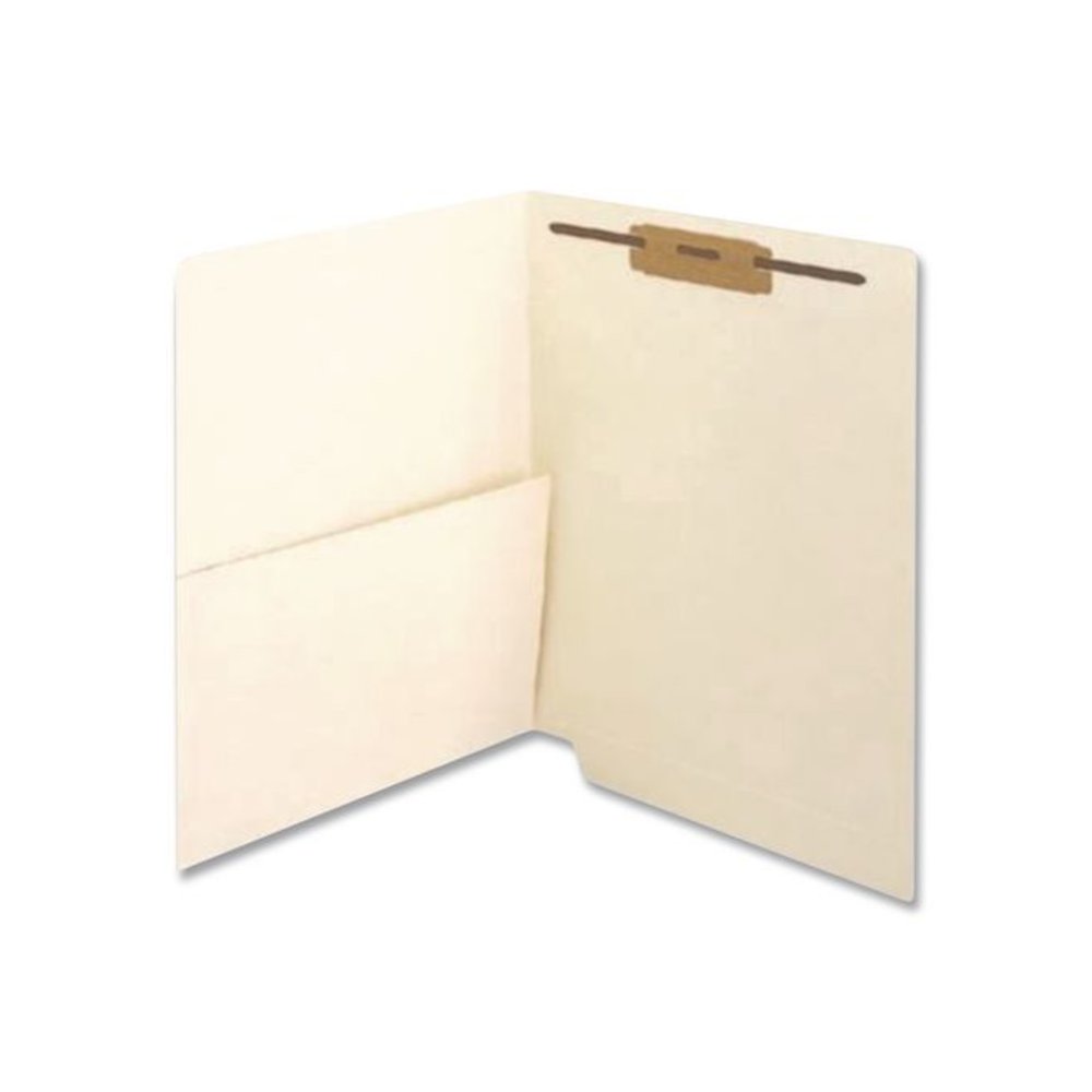 Slash Pocket End Tab Fastener Folders, Straight Tab, 1 Fastener, Letter Size, Manila, 50/Box. Picture 2