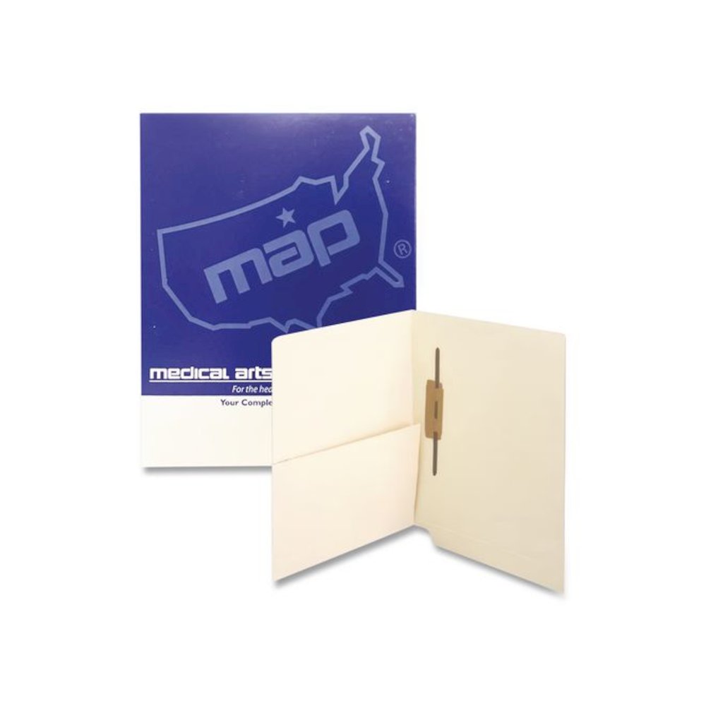 Slash Pocket End Tab Fastener Folders, Straight Tab, 1 Spine-Oriented Fastener, Letter Size, Manila, 50/Box. Picture 1