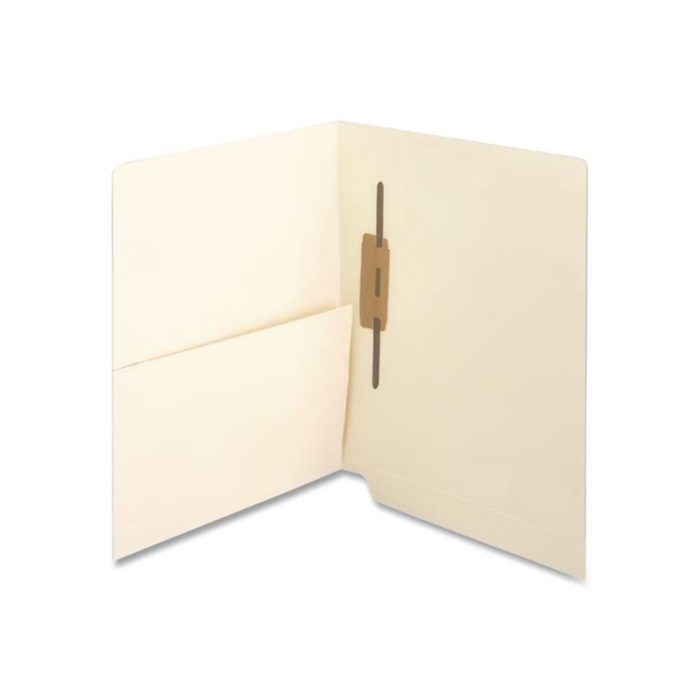 Slash Pocket End Tab Fastener Folders, Straight Tab, 1 Spine-Oriented Fastener, Letter Size, Manila, 50/Box. Picture 4