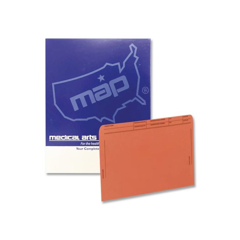 Patient File Pocket, Letter Size, Orange, 50/Box. Picture 1