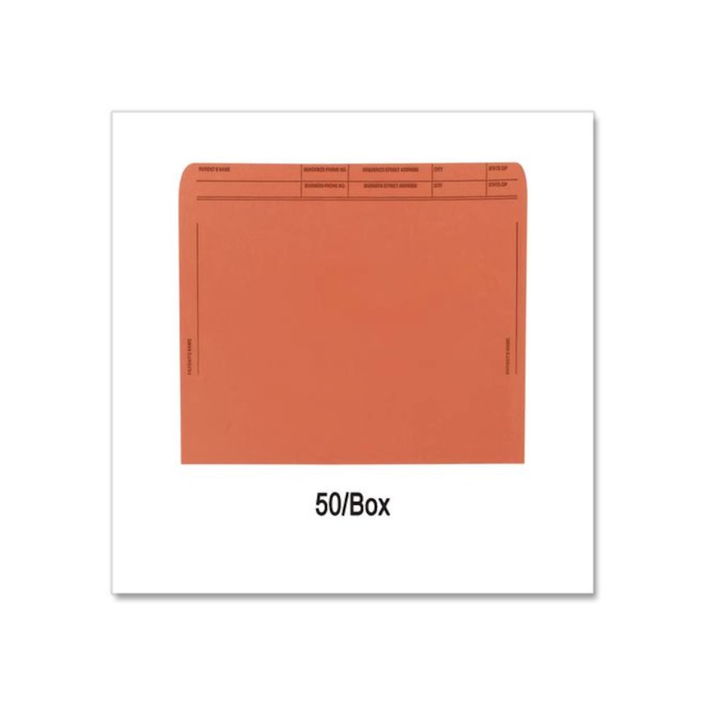 Patient File Pocket, Letter Size, Orange, 50/Box. Picture 4