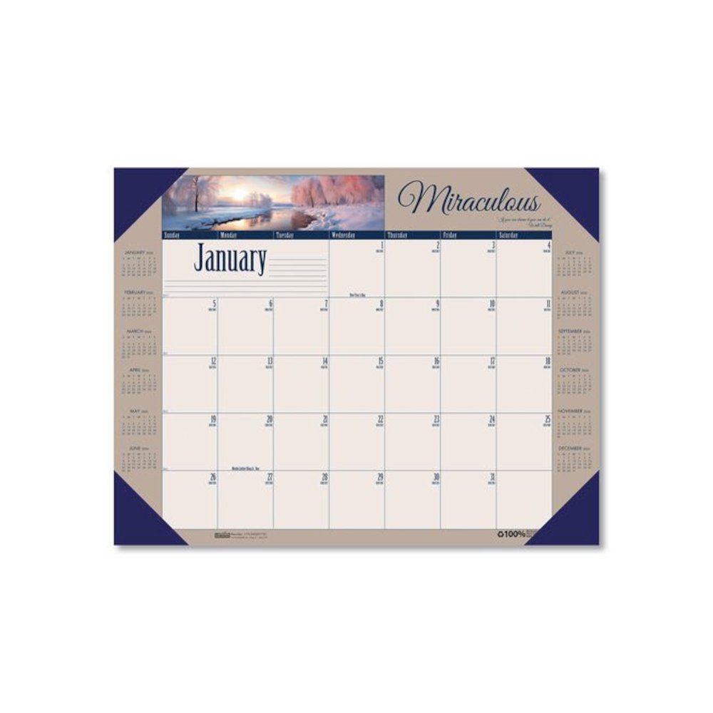 Earthscapes Recycled Monthly Desk Pad Calendar, Motivational Photos, 22 x 17, Blue Binding/Corners, 12-Month (Jan-Dec): 2026. Picture 2