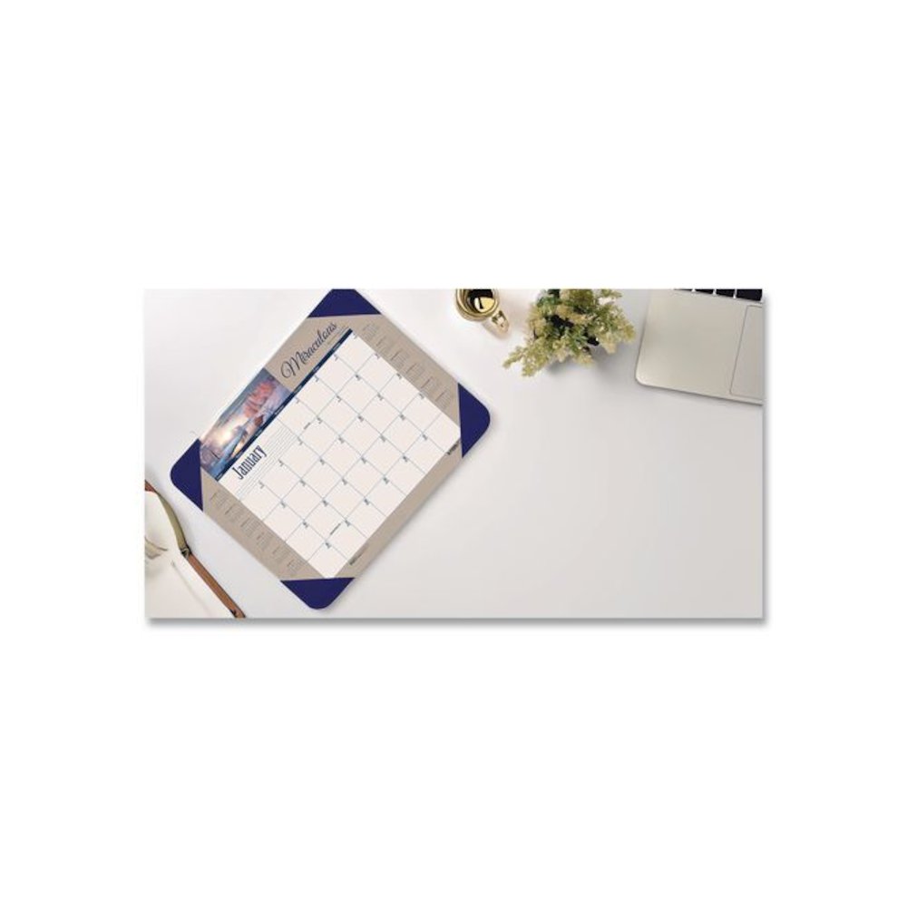 Earthscapes Recycled Monthly Desk Pad Calendar, Motivational Photos, 22 x 17, Blue Binding/Corners, 12-Month (Jan-Dec): 2026. Picture 4