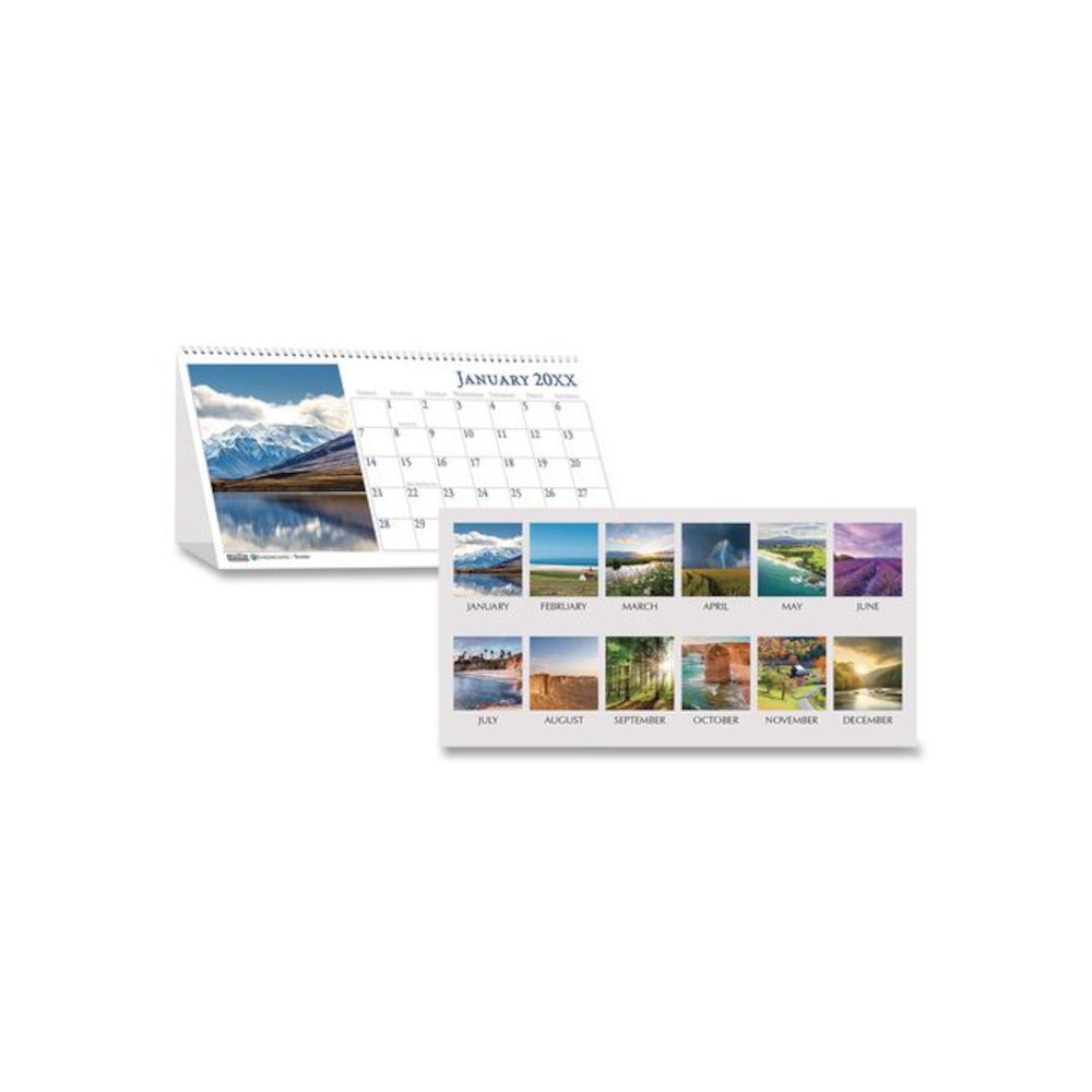 Earthscapes Recycled Desk Tent Monthly Calendar, Scenic Photography, 8.5 x 4.5, White Sheets, 12-Month (Jan to Dec): 2026. Picture 1