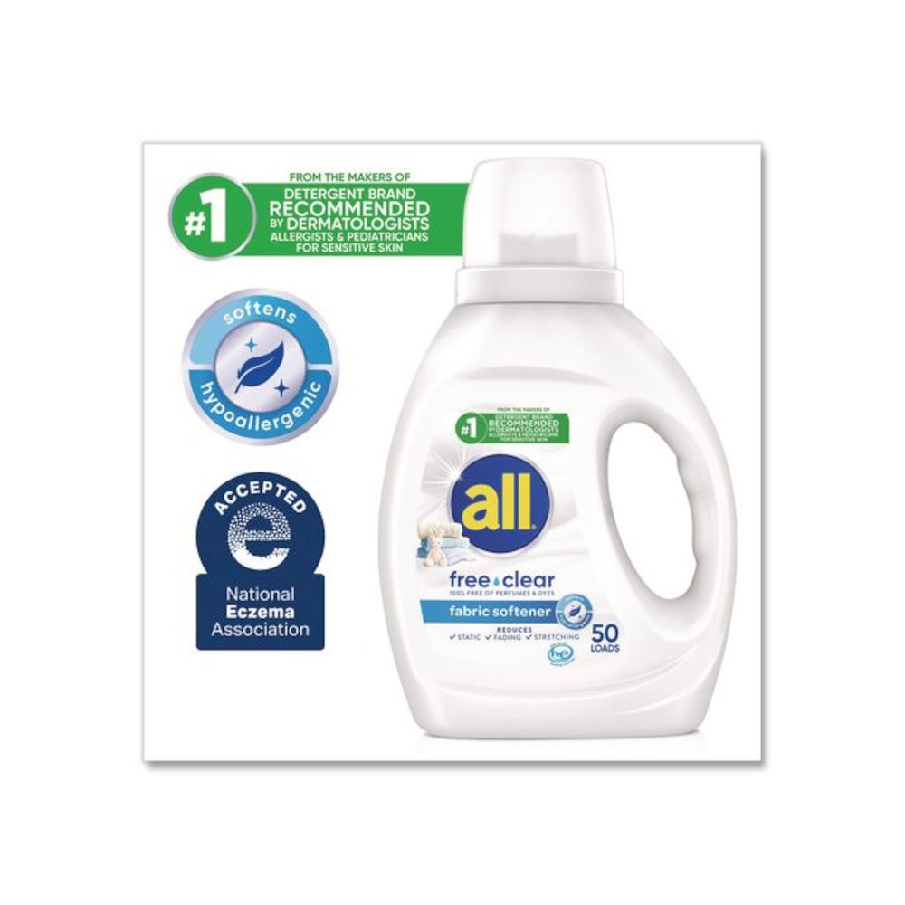 Free Clear Liquid Fabric Softener, Fragrance Free, 34 oz Bottle, 6/Carton. Picture 3