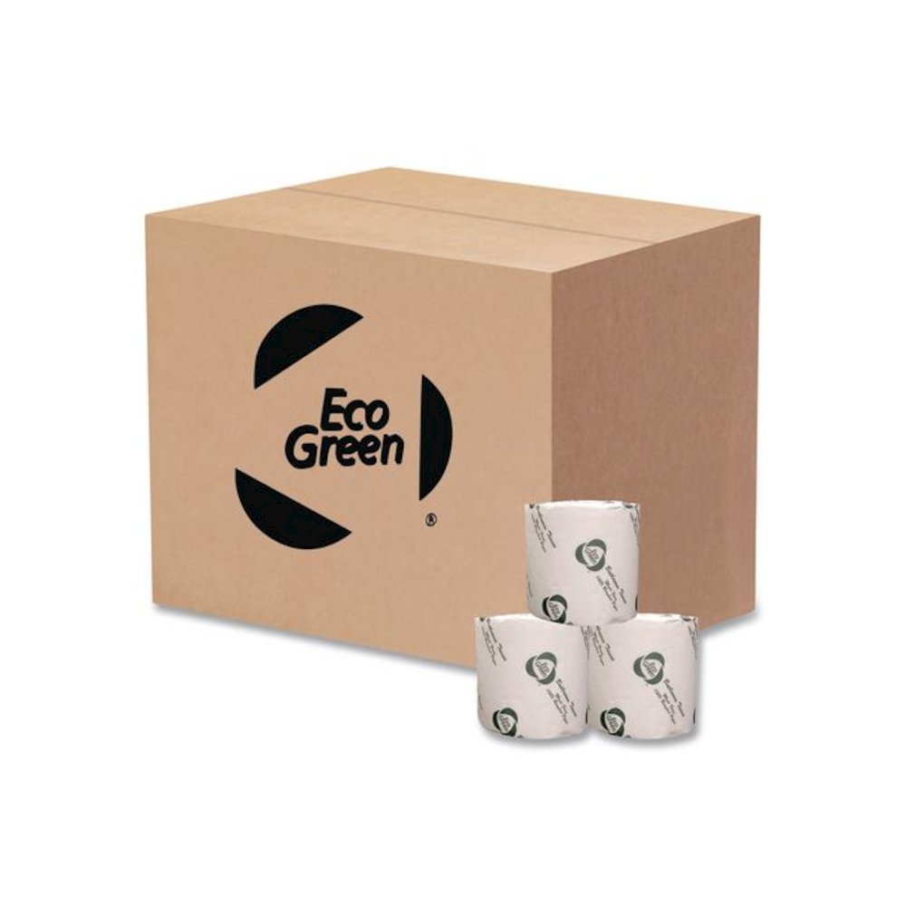 Recycled Two-Ply Standard Toilet Paper, Septic Safe, White, 550 Sheets/Roll, 80 Rolls/Carton. Picture 1