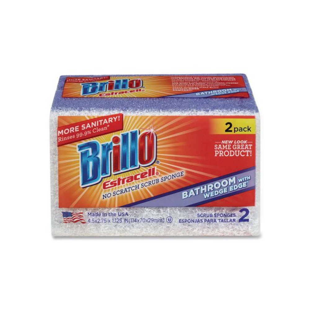 Estracell Bathroom Sponge, 4.5 x 2.75, 1.12" Thick, Purple/White, 2 Sponges/Pack, 12 Packs/Carton. Picture 2