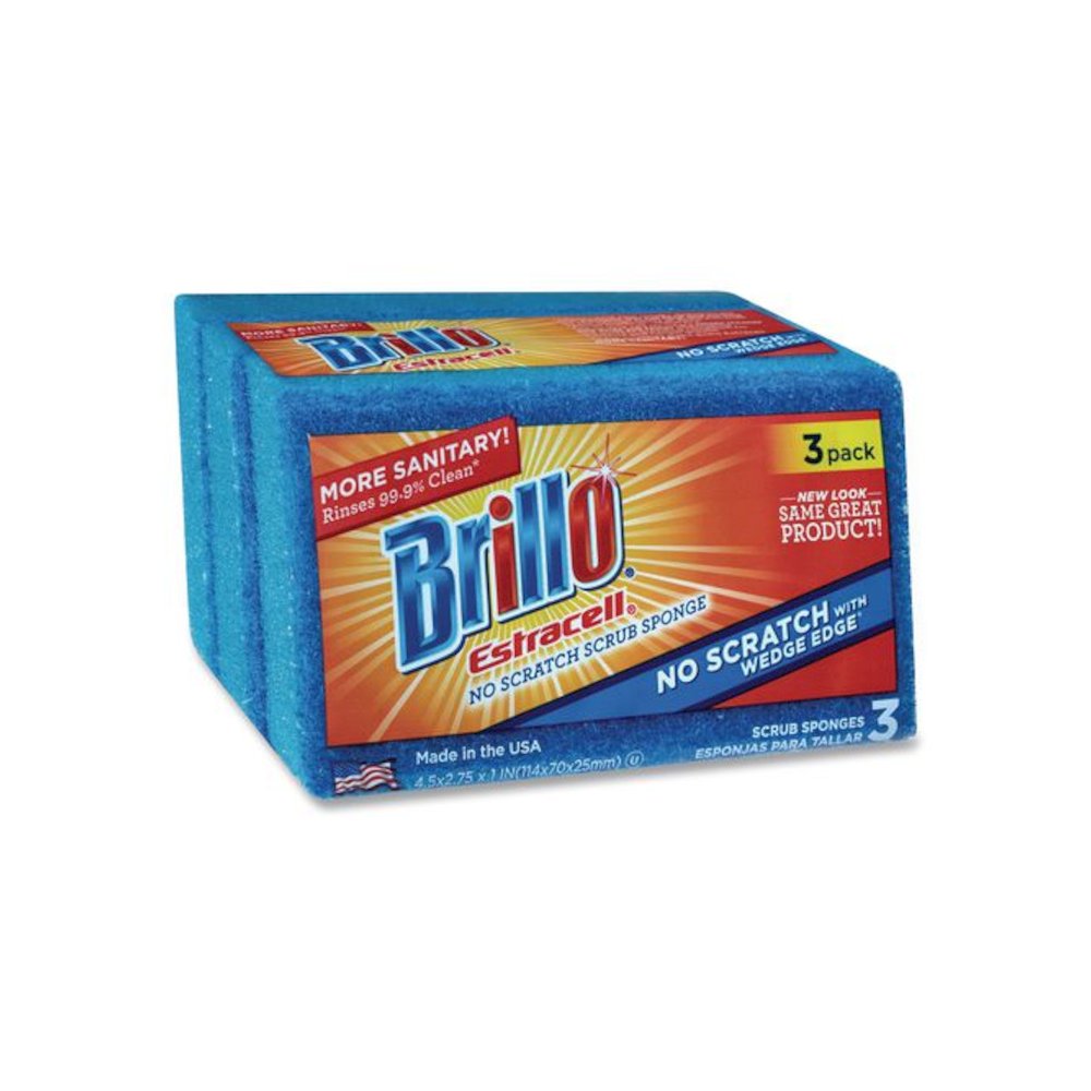 Estracell No Scratch Kitchen Sponges, 4.5 x 2.75, 1" Thick, Blue, 3 Sponges/Pack, 8 Packs/Carton. Picture 3